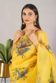 organza silk digital print saree