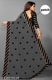 mix-1 georgette plain saree with brocde vell blouse