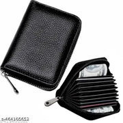 High Quality Zipper, 9 Slots Leather Credit Card Holder | ATM Card Holder For Mens and Womens (PACK OF 1)(BLACK)