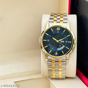 The Vintage Day & Date Functioning Original Gold Plated Adjustable Bracelet Men Watch Quartz Analog Watch
