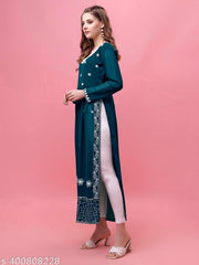 Fabfairy Embroidered A-Line Georgette Kurta