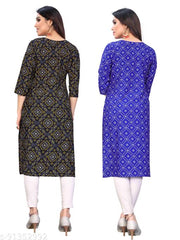 KILLARI Women Printed Straight Kurtis (Combo of 2)
