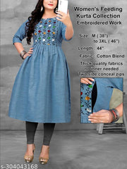Maternity feeding cotton anarkali Embroidered kurta