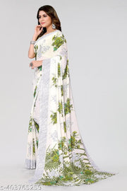 Women's Trendy Floral  Printed  Georgette Saree with Blouse Material