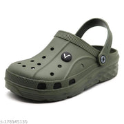 Svaar Men's Olive Green Lightweight Classic Clog Shoes || Sandals with Adjustable Back Strap for Men