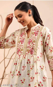 WOMEN'S JAIPURI FLORAL SHORT KURTA ,FLORAL SHORT KURTA,SHORT KURTA FOR JEANS