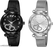 MADDELENA Heart Dial combo Magnetic Strap Watches For girls and women