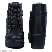 EVOLTAR women buckle design zipper synthetic heel boot | Trendy Below-the-Knee Boots for Women | Elegant & Comfortable Synthetic Leather Design | Best for Casual, Party & Holiday Outings | Stylish Footwear for Ladies & Girls