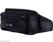Swanky Leather Waist Pack Travel bag for Money|Belt| Cards| Mobile|Documents|Kit Books And Bills Dairy Pouch Cross Side Bags for men Women. With Belt Stylish Waist Small Luggage Accessories bags With Trust Unisex PU Waist Pack bag with Belt for travel