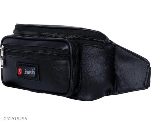 Swanky Leather Waist Pack Travel bag for Money|Belt| Cards| Mobile|Documents|Kit Books And Bills Dairy Pouch Cross Side Bags for men Women. With Belt Stylish Waist Small Luggage Accessories bags With Trust Unisex PU Waist Pack bag with Belt for travel