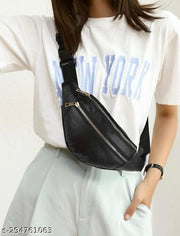 Waist Bag for Girls Black Color Stylish Waterproof Bag