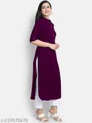 Women's Solid Rayon Kurtis