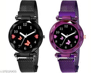 Luxury Mesh  Magnet Buckle Starry sky Quartz Watches For girls.