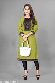 Desigener Kurti New Collection Cotton Blend Stylish New Trendy Embroidered Pattern Casual Kurta for Girls & Women