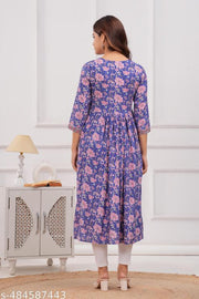 Flared Naira Cut Aliya Cut Straight Printed Kurti