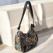 Stylish Half Moon Shoulder Jute Bags – Eco-Friendly, Durable & Trendy Shoulder Bags for Women Sling bags for women JUTE SHOULDER BAG WITH MULTICOLOR IN IT BLACK STRAPS