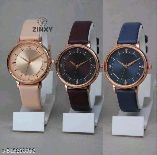 Best Quality Festive Season Royal Designer Round Dial Attractive Leather Belt Women Watches Combo Pack of 3 Watches combo for women stylish girl watches combo pack of 3 analog watches combo wrist watches combo watches for girls stylish watches Set