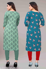 Women Printed Crepe Kurtis combo of 2