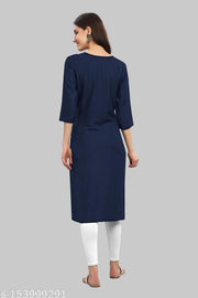 Womens Viscose Rayon Embroidered Straight Kurti Ethnic Wear Traditional Wear