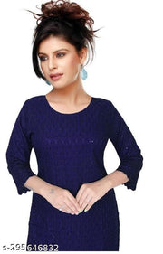 women cotton full Embroidery chikan Kurtis stylised Kurtis, embroider work done on both side front back and on arms also.