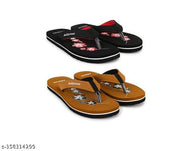 Women's Comfortable Trending Stylish Slippers And Flipflop Slippers Flip Flops Set of 2 combo