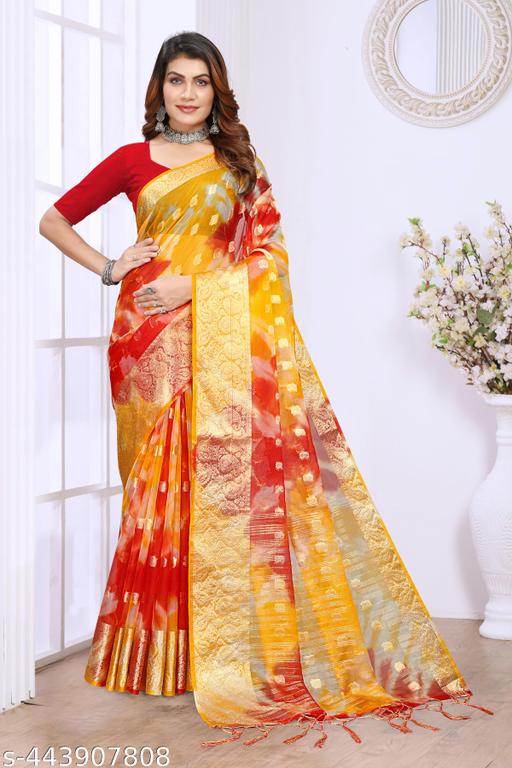 NEW FANCY ORGANZA SAREE  MULTY COLOUR SAREE