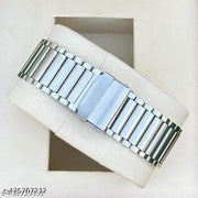 Vintage Radd Design Day & Date Working Display Blue Dial| Silver Plated | Studded | 3D Cut Glass | Stainless Steel Chain | Analog Watch For - Men