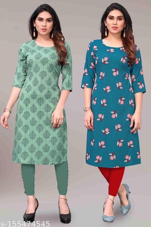 Women Printed Crepe Kurtis combo of 2