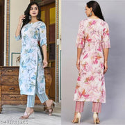 Cotton Printed Kurta Set For Women (Combo of 2 )