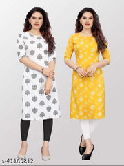 Polyster/Crepe fabric-Women's Printed Kurtis