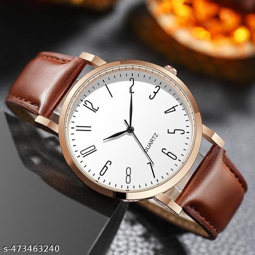 Rose Gold Case Designers Wrist Watches For Boy And Men Analog Watch - For Men Stylish Leathers Strap Analog Wrist Watches For Boy And Men
