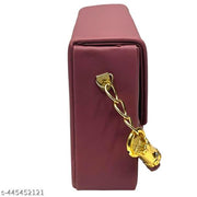 Stylish look sling bag,latest and trendy Sling Bag for girl & Women|Stylish Black Glossy Handbag with Gold Chain