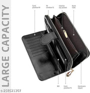 Stealodeal Zipper Wallet PU Leather Clutch Women's Wristlet (Black)