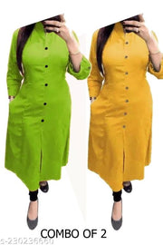 PI COLLAR ROUND NECK COMBO KURTI