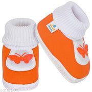 Neska Moda 3 To 12 Months Cotton Baby Booties/Baby Shoes (Orange) -SK143
