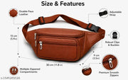 Latest Men Women Leather Waist Pack Travel Bags For Moneyy| Belt| Cards |Mobile| Documents| Kit| Books and Bills Dairy Pouch Cross Side Bag For Men Women .With Belt Stylish Small Luggage Accessories Bag I Waist Bags I Fanny pack.