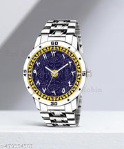 Welix Analog ISLAMIC Design Multicolour Dial Stylish Silver Stainless Steel Strap Wrist Watch for Muslim Men and Boys, Pack of 1 - IW007-ARB-AVO-SIL-STL
