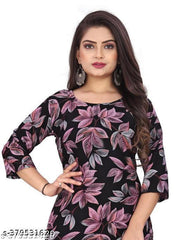 Polyster/Crepe fabric-Women Fabric Printed Straight Kurti, ( New Arrival New Design Fashionable Kurti Combo of 2)