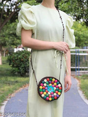 Coconut Shell Beaded Sling Crossbody Long Strap Purse Sling Bag for Girls And Women | Stylish, Sturdy, Zip Closure | Women’s Sling Bag Pack Of 1 Size: 7 X 2 X 7 Inches