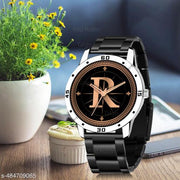 Talgo Analog Round Black Dial ALPHABET R Design Stylish Black Silicone Strap Classic Design Fancy Wrist Watch for Men and Boys, Pack of 1 - ALP-R-AVO-SIL-CDBLK