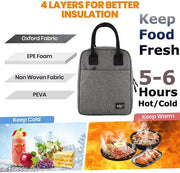 Lunch Bag Travel Nylon Storage Tiffin Bag | Leakproof Keeps Hot and Cold Unisex Lunch Box Bag for Kids, Office, Picnic, School (Grey, 7 Litre)