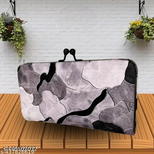 Fantastiqo Abstract Grey & Black Clutch Bag for Women | Stylish Party & Ethnic Sling Purse | Modern Handbag