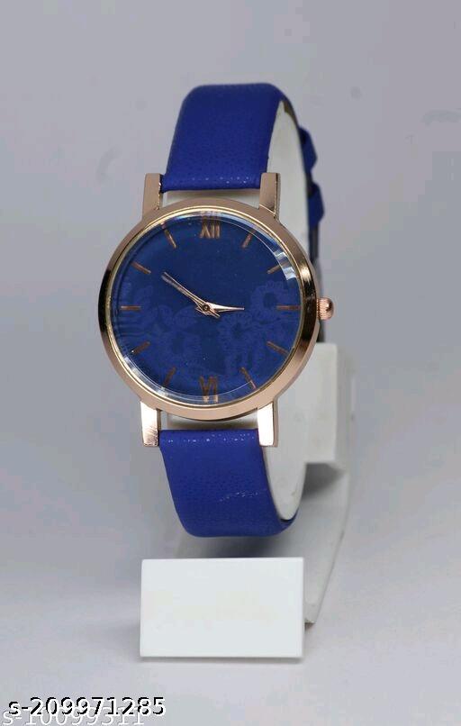 Best Quality Flower Designer Attractive Leather Belt Analog Watches for Women PACK1