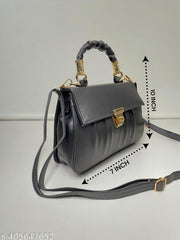Graceful Stylish Slingbags Luxury High Quality PU Leather Women Shoulder Bag (Black)