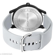 Grey Dial Analog Watch for Men – Stylish Silicone Strap, Quartz Movement, Waterproof & Scratch-Resistant | Sleek, Professional Look for Office, School & Casual Wear | Premium Branded Watch Under 300
