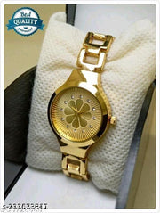 Fancy Flower Design Metal Chain Analog Watch For Womens & Girls