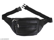 USL Multipurpose Bag Black Pure Leather Stylish Waist Pouch(Black) Waist Bag