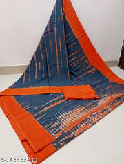 Jaipuri Hand Block Printed Soft Cotton Mulmul Saree ,Sanganeri Cotton Malmal Saree, Bagru Cotton Saree, Batic / Batik Print Cotton saree In Super Fine 92*80 Fabric Quality With Attached Blouse Piece for Woman