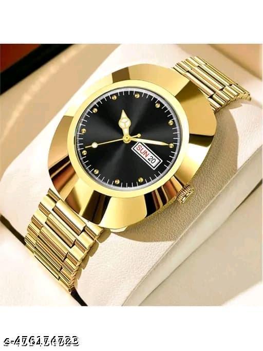 Vintage Radd Design Day & Date Working Display White Dial| Silver Plated | Studded | 3D Cut Glass | Stainless Steel Chain | Analog Watch For - Men