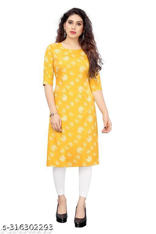 Polyster/Crepe fabric-Women Printed Straight Kurti